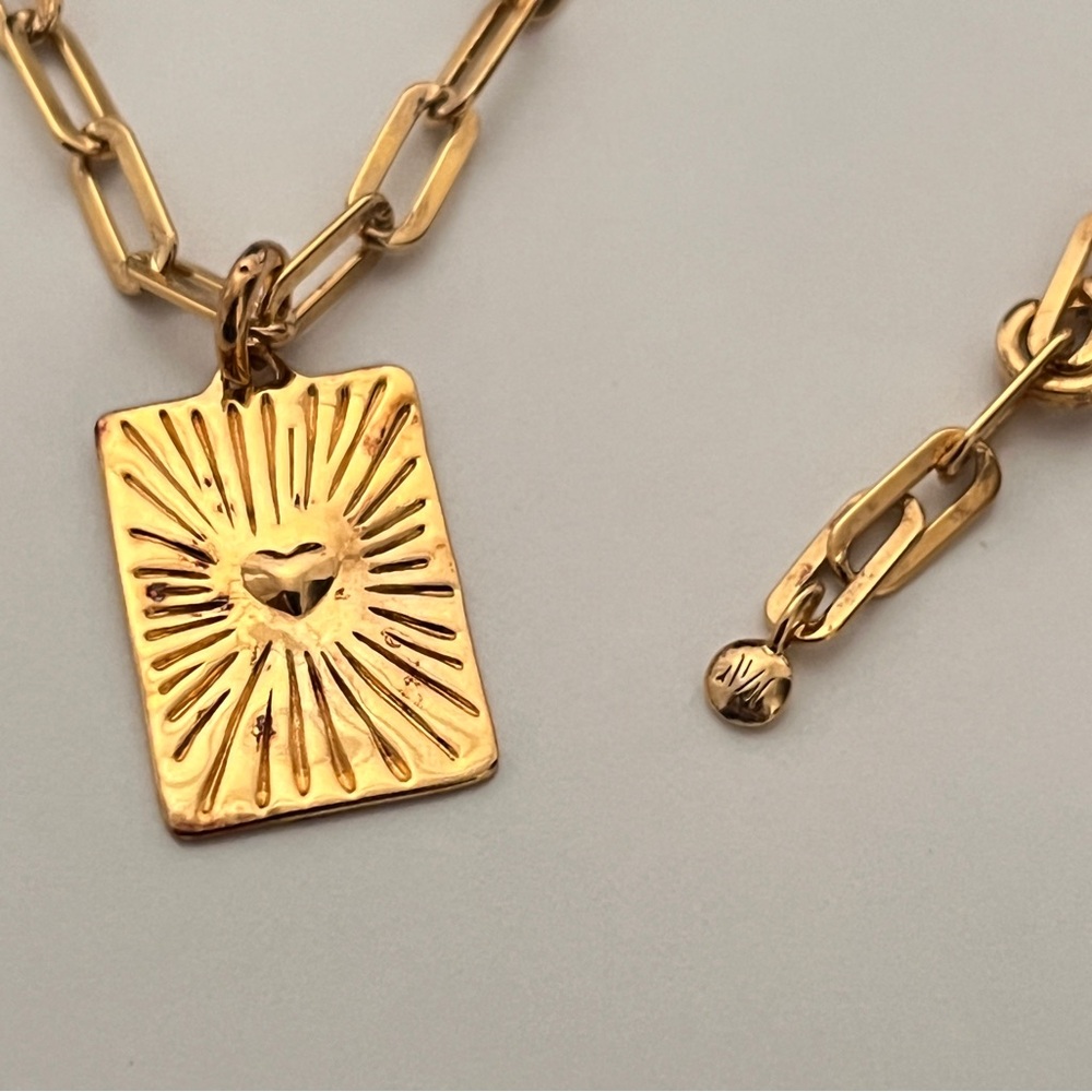Monica Vinader 18” Paperclip Chain Necklace 18k Gold Vermeil Removal Charm - Picture 3 of 8